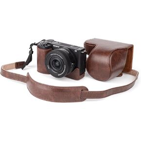 MUZIRI KINOKOO Case for Sony ZV-E10 II Camera, PU Leather Protective Case for Sony Alpha ZV-E10 II/ZVE10 II Camera with 16-50mm Lens - Removable ZVE10 II Carrying Case with Shoulder Strap - Coffee