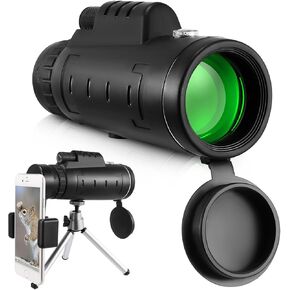 40x60 High Definition Monocular Telescope with Smartphone Adapter, Monocular Telescope with Clear Low Light Vision for Wildlife Hunting Camping Travelling