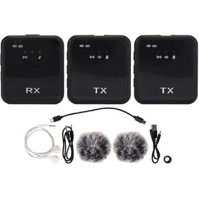 GOWENIC Lavalier Microphone, Lavalier Microphone for Camera PC Laptop Phones, Lapel Mic with LED Display, Two Way Monitoring, Lavalier Lapel Mic for Outdoor Live Recording (1 to 1)