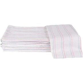 Linteum Textile (12-Pack, 36x36 in) Receiving HOSPITAL BABY BLANKETS, White w/Light Blue & Light Pink Stripes