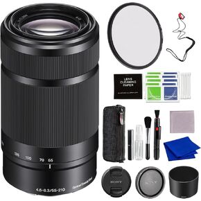 Sony E 55-210mm f/4.5-6.3 OSS Lens (Black) Bundle with 49mm Protection Filter and Advanced Accessories | Sony 55-210mm Lens