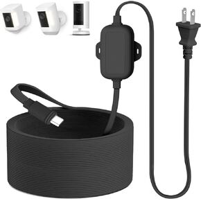 30ft Power Adapter Compatible with Spotlight Cam Plus/Pro (Battery), Long Flat and Weather Resistant Extension Power Cord for Security Camera, Black