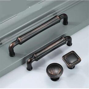 Bronze Wardrobe Closet Knob Antique Nordic Square Kitchen Cupboard Handle Black Red Drawer Cabinet Pull Handles for Furniture 1Pcs (Color : Single Hole Square)