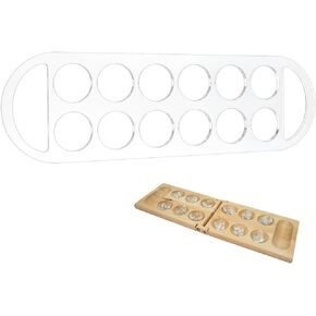 BENECREAT 12Pockets Mancala Board Template, 15.7x4.7inch Clear Acrylic Stencil, Woodworking Router Template, Transparent Router Inlay Board for Afican Stone Game
