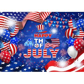 7x5ft Happy 4th of July Backdrop Independence Day Patriotic Party American National Day Photography Background Memorial Day Patriotic Family Reunion Party Supplies