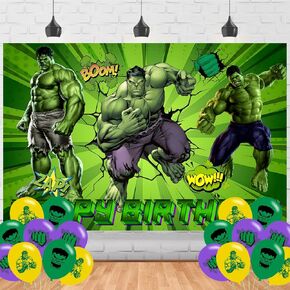 Green Hero Backdrop 5x3 Vinyl Green Hero Birthday Party Supplies Photography Background Picture Photoshoot Cake Table Decor Banner Shoot Drapes Poster