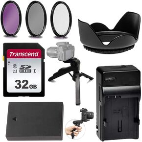 58mm Must-Have Accessory Kit for Canon EOS 77D, Rebel T6s, Rebel T7i, Rebel T6i, Rebel SL2 w/Canon 18-55mm Lens Includes - Replacement LP-E17 Battery & Charger, 32GB Transcend Memory and More