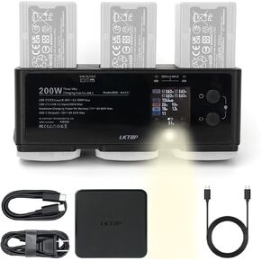 200W Air 3 Battery Charging Hub USB-C Power Adapter with 100W Battery Charger for DJI Air 3 Battery, Storage/Collection Electricity/Equalization Electricity/LED/Alarm Mode, LED Display Screen