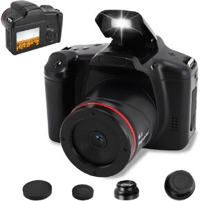 Compact Digital Camera, 16MP HD Digital Camera for Photography with 180 Degrees Flip Screen, Portable 16X Digital Zoom Camera with Magnifier for Traveling Outdoor Recording