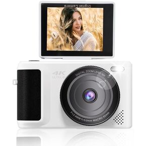 4K Digital Camera, Digital Cameras for Photography, 18X Digital Zoom Compact Camera, 64MP Vlogging Camera for YouTube, Autofocus Video Camera 2.8in 180° Flip Screen for Beginner