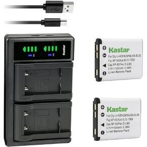 Kastar 2-Pack Li-42B Battery and LTD2 USB Charger Compatible with Olympus FE-280 FE-290 FE-300 FE-320 FE-330 FE-340 FE-350 FE-360 FE-3000 FE-3010 FE-4000 FE-4010 FE-4030 FE-4050 FE-5000 Camera