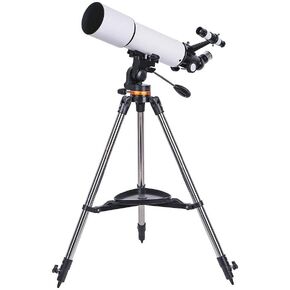 80mm Compact Refractor Beginners Astronomical Telescope Children Monoscope Adults Sky Monocular Space Nature World Spotting Scope with 2 Eyepieces White (White)