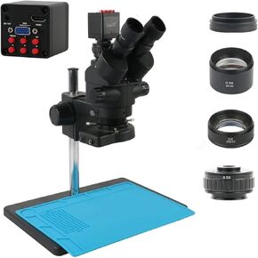 Telephone Industrial Welding 7X 45X 90X Simul Focal Black Trinocular Stereo Microscope Sensor IMX307 1080P VGA HDMI Camera