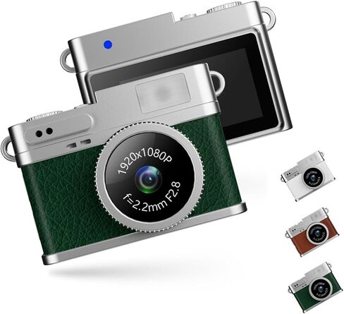 Zunate Mini Keychain Camera 1080P FHD with 32GB Card, Retro Digital Camera with 0.96 Inch Color Screen, 6 Filters, LED Flash, Portable Vintage Video Recorder for Travel Study Kids Gift (Green) in Saudi Arabia