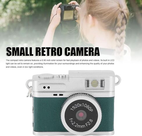 Zunate Mini Keychain Camera 1080P FHD with 32GB Card, Retro Digital Camera with 0.96 Inch Color Screen, 6 Filters, LED Flash, Portable Vintage Video Recorder for Travel Study Kids Gift (Green) in Saudi Arabia