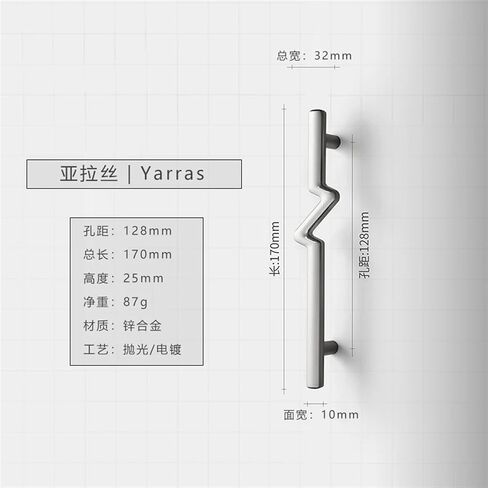 Modern Zinc Alloy Black Door Handles Kitchen Cabinet Handles Solid Drawer Knobs Fashion Furniture Handle Hardware (Color : Silver-128mm) in Saudi Arabia