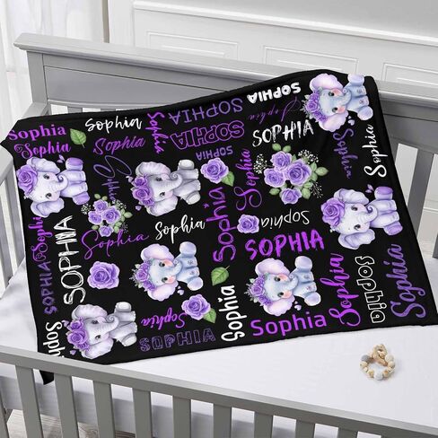 Custom Baby Blanket Personalized Name Elephant Blanket for Girls in Saudi Arabia