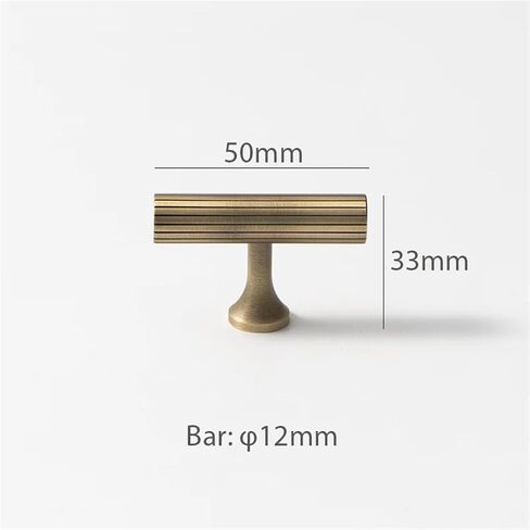 Vertical Lines Solid Brass Drawer Knobs T Bar Handle Bedroom Pulls Kitchen Cabinet Handle Pull Bottle Cap Knob Furniture Handle 1Pcs (Color : YB T bar) in Saudi Arabia