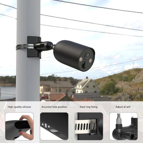 حامل حائط قابل للتعديل مع غطاء سيليكون لـ TP-Link Tapo Magcam (كاميرا C425) ، أسود in Kuwait