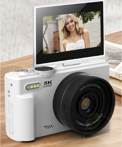 Yoidesu 5K 75MP كاميرا رقمية 18x ZOOM مع 3 بوصة 180 ° شاشة WIFI AF AUTOFOCUS لسفر فوتوغرافي كاميرا ويب (أسود) in Kuwait