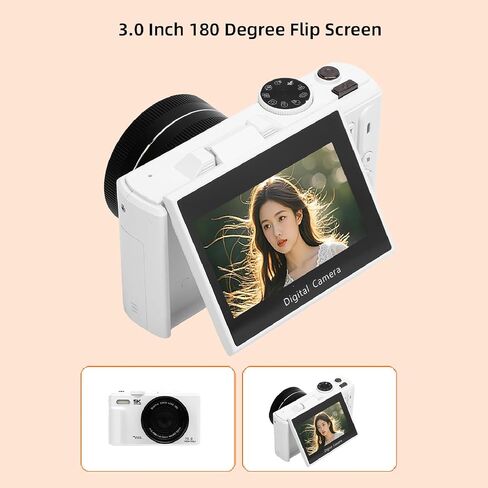 Yoidesu 5K 75MP كاميرا رقمية 18x ZOOM مع 3 بوصة 180 ° شاشة WIFI AF AUTOFOCUS لسفر فوتوغرافي كاميرا ويب (أسود) in Kuwait