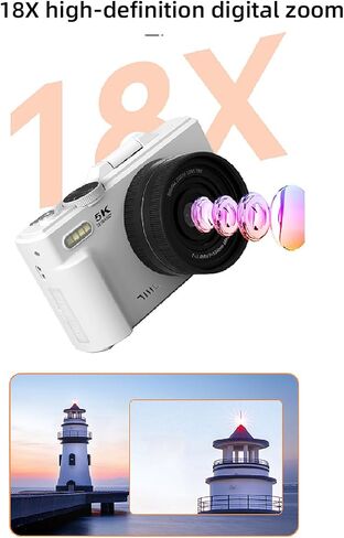 Yoidesu 5K 75MP كاميرا رقمية 18x ZOOM مع 3 بوصة 180 ° شاشة WIFI AF AUTOFOCUS لسفر فوتوغرافي كاميرا ويب (أسود) in Kuwait
