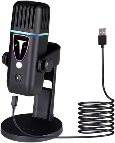 microphone USB RGB مع ميكروفون ألعاب ملونة ملونة للكمبيوتر للكمبيوتر كمبيوتر حاشية تسجيل الضوضاء إلغاء ميكروفون المكثف (M8 ، مجموعة حامل الميكروفون) in Saudi Arabia