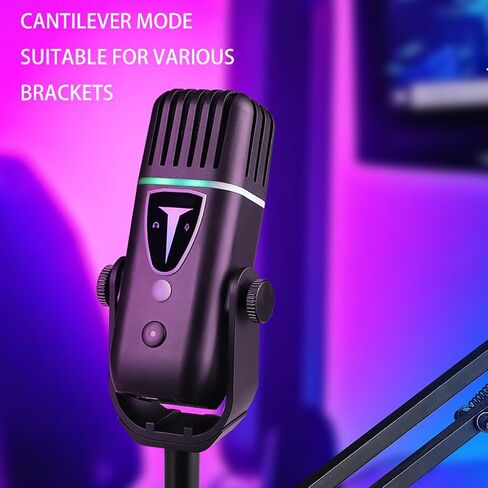 microphone USB RGB مع ميكروفون ألعاب ملونة ملونة للكمبيوتر للكمبيوتر كمبيوتر حاشية تسجيل الضوضاء إلغاء ميكروفون المكثف (M8 ، مجموعة حامل الميكروفون) in Saudi Arabia
