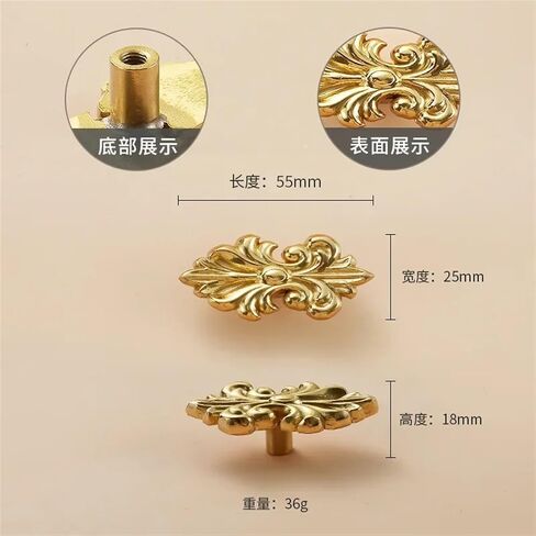 Solid Brass Wardrobe Door Handle Nordic Luxury Drawer Creative Golden Single Hole Kitchen Cabinet Handles Furniture Hardware 1Pcs (Color : Brass-16 Large) in Kuwait