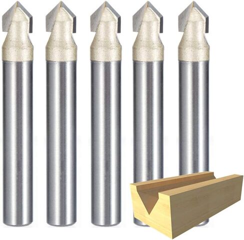 V Groove نقش بت Tungsten الصلب جهاز التوجيه CNC بت 1/4shank 90 درجة 1/4 قطر قطع للخشب الرقائقي MDF 5pcs in Kuwait