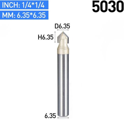 V Groove نقش بت Tungsten الصلب جهاز التوجيه CNC بت 1/4shank 90 درجة 1/4 قطر قطع للخشب الرقائقي MDF 5pcs in Kuwait