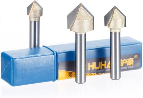 V Groove نقش بت Tungsten الصلب جهاز التوجيه CNC بت 1/4shank 90 درجة 1/4 قطر قطع للخشب الرقائقي MDF 5pcs in Kuwait