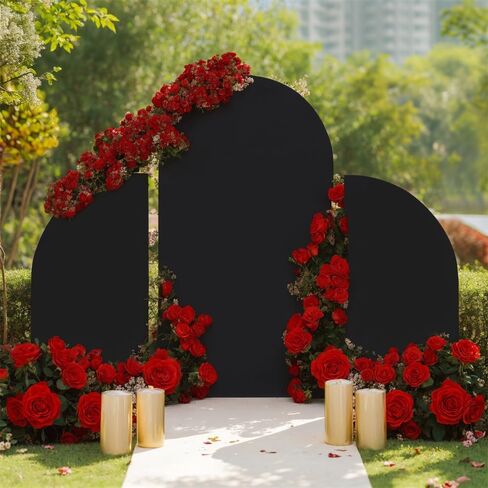 Arch Backdrop Stand Set of 3, Wedding Arch Cover, Double Sided Round Top and Half Moon Top Stretchy Backdrop for Birthday Parties, Baby Showers, Banquets - 5ft, 7.2ft, 5ft White in Kuwait