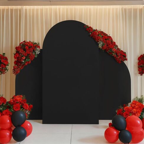 Arch Backdrop Stand Set of 3, Wedding Arch Cover, Double Sided Round Top and Half Moon Top Stretchy Backdrop for Birthday Parties, Baby Showers, Banquets - 5ft, 7.2ft, 5ft White in Kuwait