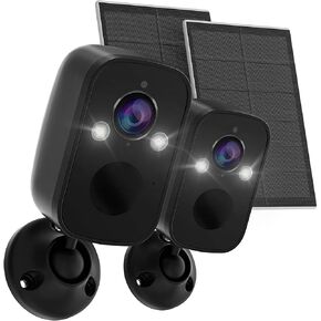 Rraycom 2pack كاميرا أمان مدعومة بطباعة البطارية في الهواء الطلق مع لوحة شمسية ، 2K QHD ، الرؤية الليلية الملونة ، زاوية مشاهدة 130 درجة ، اكتشاف حركة الذكاء الاصطناعي ، نقاش ثنائي ، سحابة/تخزين SD