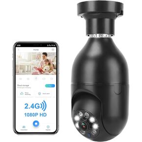iMounTEK Light Bulb Camera, Security Cameras Wireless Outdoor, 1080P FHD Home Security Cameras, Light Socket Security Camera, 360 Motion Detection, Two-Way Talk, Night Vision (Black)