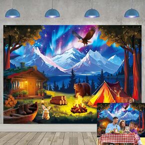 True North Trust Jesus in a Wild World Backdrop 7x5FT 2025 School Camping Photography Background North Pole Colorful Forest Animal Camper Decorations Supplies Photo Props