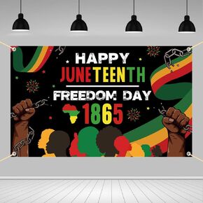 Happy Juneteenth Banner Backdrop Props African American Independence Day Photography Background June 19th 1865 Black Freedom Party Decorations Banner Photo Prop 70.8 x 43.3 inch