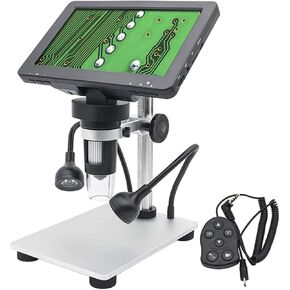 Digital Microscope 1200X LED 7" HD Display Video Microscope Clock Repair Industrial Microscope w/Metal Lifting Base