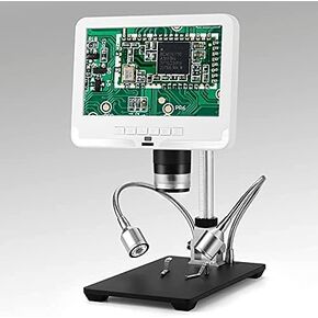 Microscope 7" Display Digital Microscope 3D Effect UV Filter USB Microscope Compatible with Watch Phone Repair Soldering Tool bga SMT Jewelry Kids Gift (White 200X)