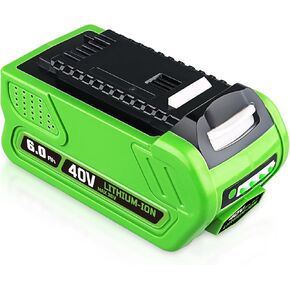 PDstation 6.0Ah 40V 29462 Battery Replacement for GreenWorks 40V Battery Compatible with GreenWork 40Volt G-MAX Lithium Power Tools 29472 29252 20202 22262 25312 25322 20642 22272 27062