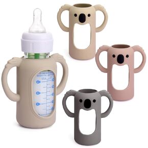 Mity Rain 3 Pack Silicone Sleeves for Dr. Brown's Gbotles 4 Oz - حامل زجاجة طفل مضاد للكسر ، متوافق مع زجاجات زجاج الدكتور براون للأطفال مع مقبض