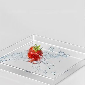 Transparent Acrylic Water Tank Shallow Sink Photo Studio Kit Tabletop Shooting Props Coffee Tray Desktop Cosmetics Storage Tray (20x20x5cm)
