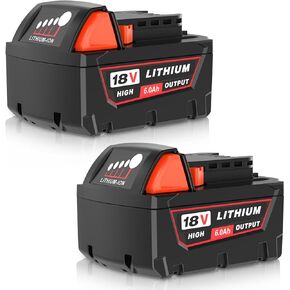 6.0Ah Replacement for Milwaukee 18V Battery Compatible with Milwaukee 18 Volt Batteries 48-11-1815, 48-11-1820, 48-11-1822, 48-11-1828, 48-11-1840,48-11-1850,48-11-1852 (Orange-2PC)