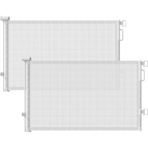 Retractable Baby Gate for Stairs, 55" Wide Mesh Dog Gate Indoor, 34'' Tall Child Gate for Doorways, Hallways, Deck, Indoor Outdoor Pet Baby Safety Essentials for Home, Grey