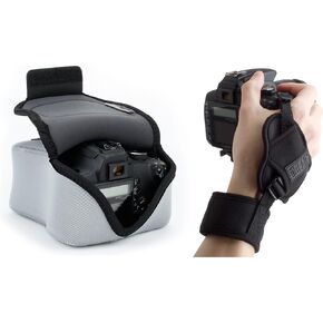 USA GEAR Flexsleeve (رمادي) + حزام يدوية DualGrip (أسود) - حزمة