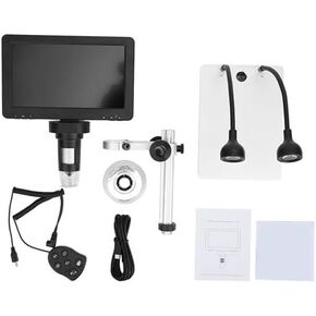 LCD 7 بوصة المجهر الرقمي HD مجهر USB مع مجهر مكبر 1200X السلكي 1200X مع مسجل الفيديو (اللون: أسود)