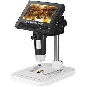Loadfckcer LCD Digital Microscope 4.3 Inch 720P HD Camera Video Recorder 10X-1000X Magnification Endoscope with 8 LEDs for Windows Pc
