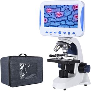 Biological Lab Microscope 7-inch LCD Digital HD Coaxial Fine-Tuning Zoom 2000X USB Led +Bag+SD Card Can Store Videos and Photos