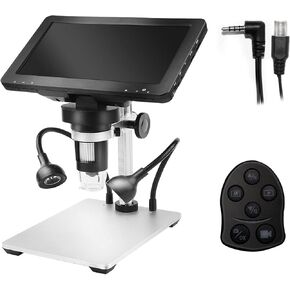7 '' Digital Microscope 1000x مع شاشة LCD 10 مصابيح LED مصابيح السلكية الكاميرا عن بُعد المجهر الإلكتروني المجهر البالغون لحام العمل المعدني Windows/Mac